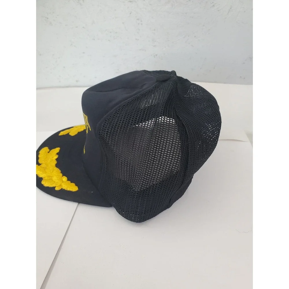 Vintage Cowboys Afton Oklahoma Trucker Hat Black Yellow Mesh Snapback Cap